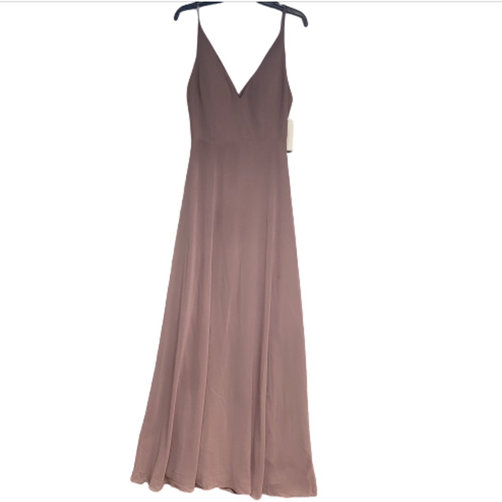 Jenny Yoo Collection Dani Tie Back V-Neck Gown Fig - Picture 2 of 10